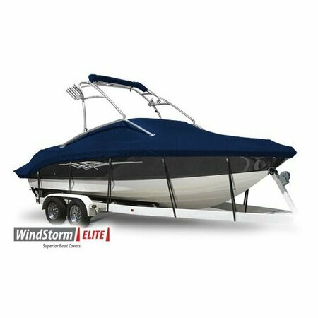 EEVELLE Boat Cover DECK BOAT Ski Tower, Outboard Fits 20ft 6in L up to 102in W Navy SFDKSK20102B-NVY